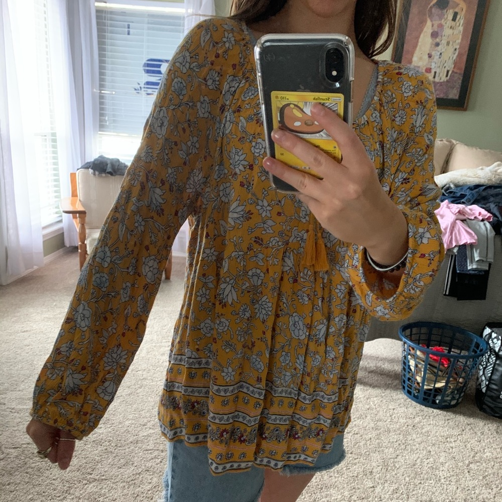 Yellow floral blouse